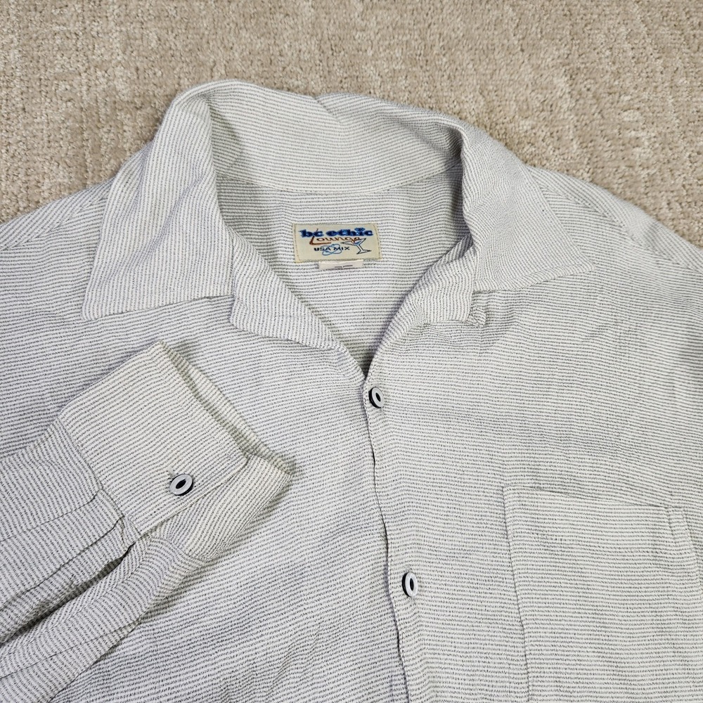 Vintage 70s BC Ethic Lounge Shirt Men M Rayon Loop‎ Collar Disco Pearl Button
